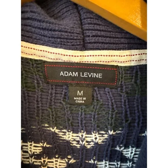 Adam Levine Mens' Medium Shawl Collar Cardigan Blue Multicolor Aztec Print - Picture 2 of 7
